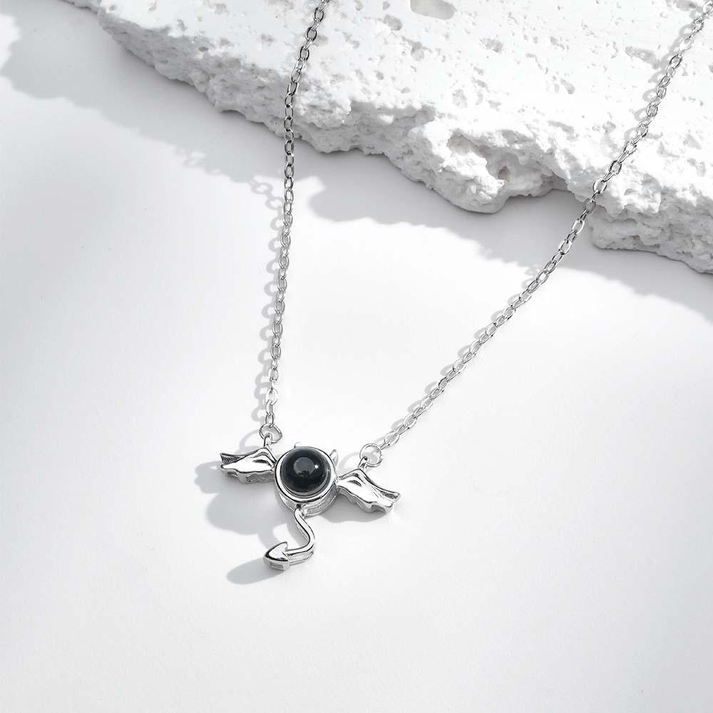 Custom Projection Necklace Demon Wing Gift for Her - yournamenecklaceau