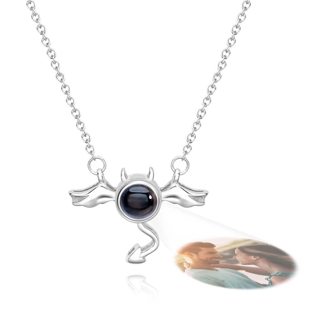 Custom Projection Necklace Demon Wing Gift for Her - yournamenecklaceau