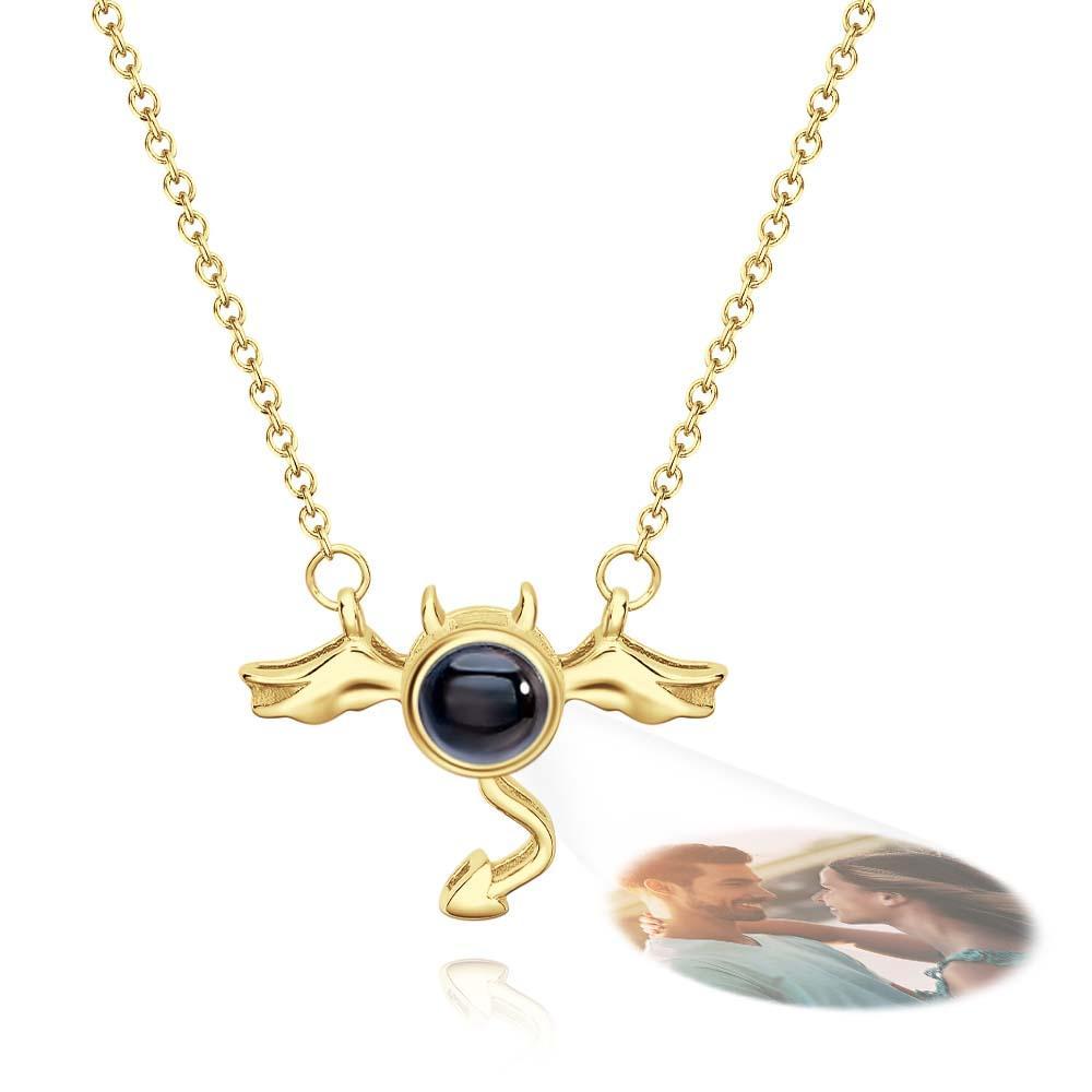 Custom Projection Necklace Demon Wing Gift for Her - yournamenecklaceau