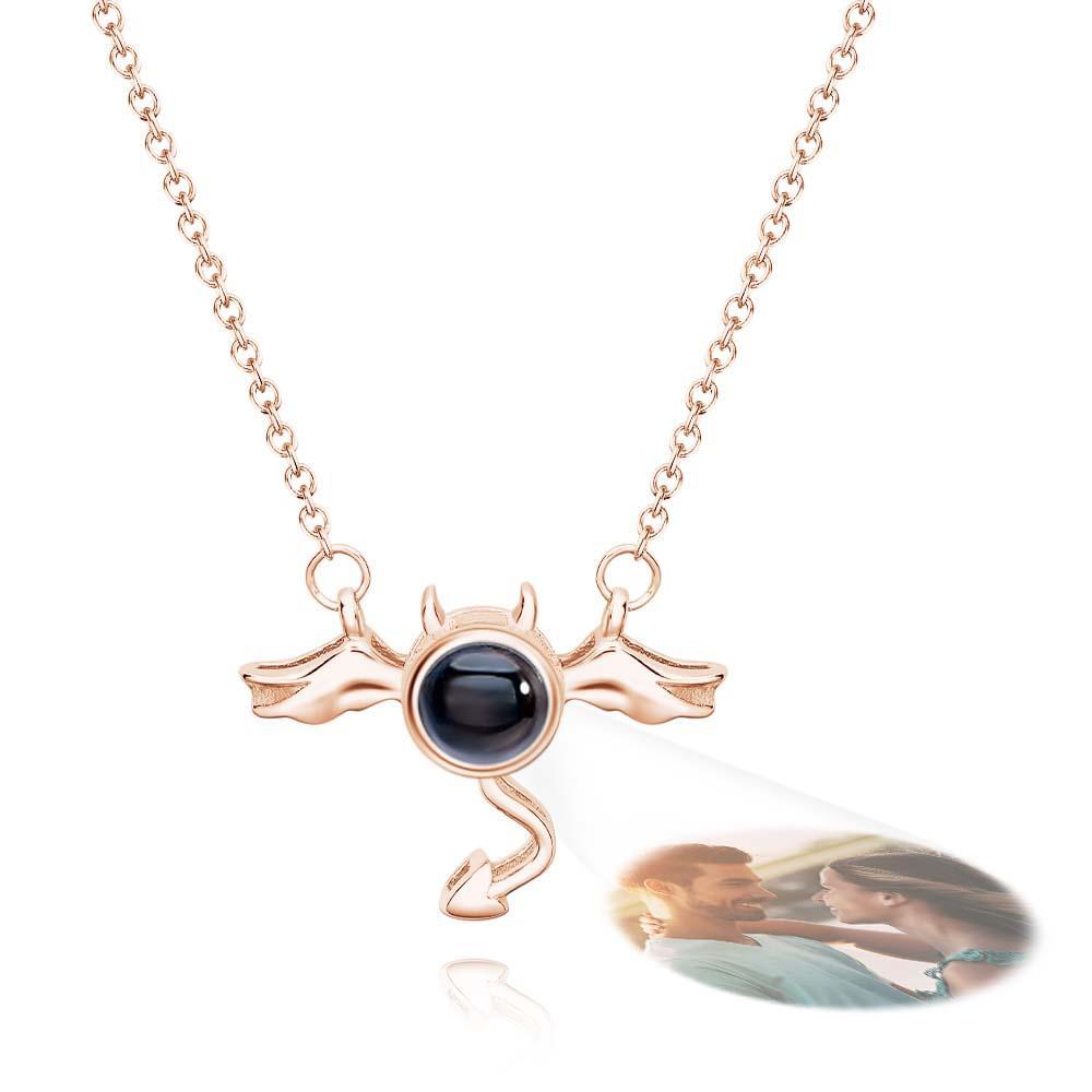 Custom Projection Necklace Demon Wing Gift for Her - yournamenecklaceau