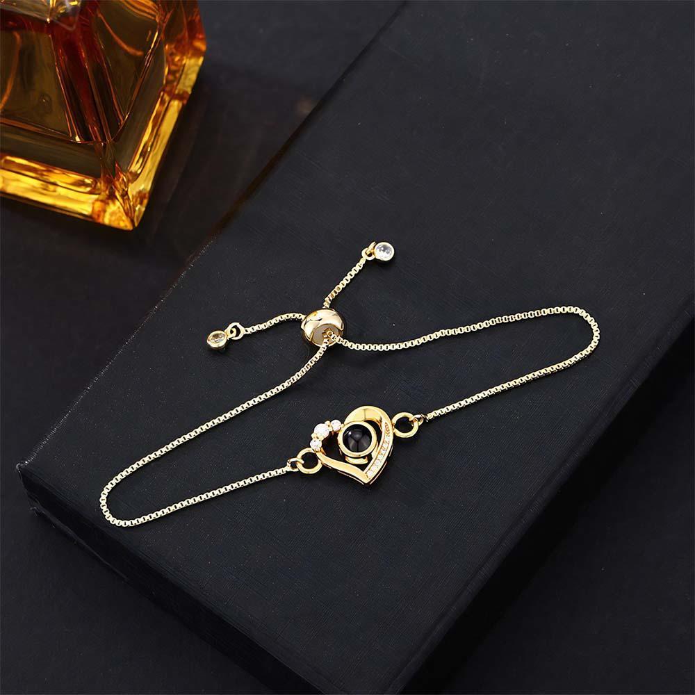 Custom Projection Bracelet Diamond Heart Romantic Gift - yournamenecklaceau