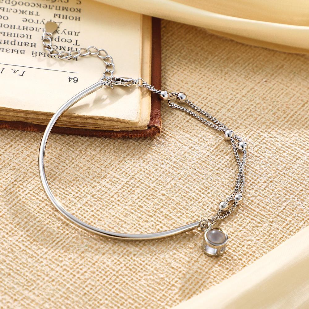 Custom Photo Projection Bracelet Double Chain Gift for Her - yournamenecklaceau
