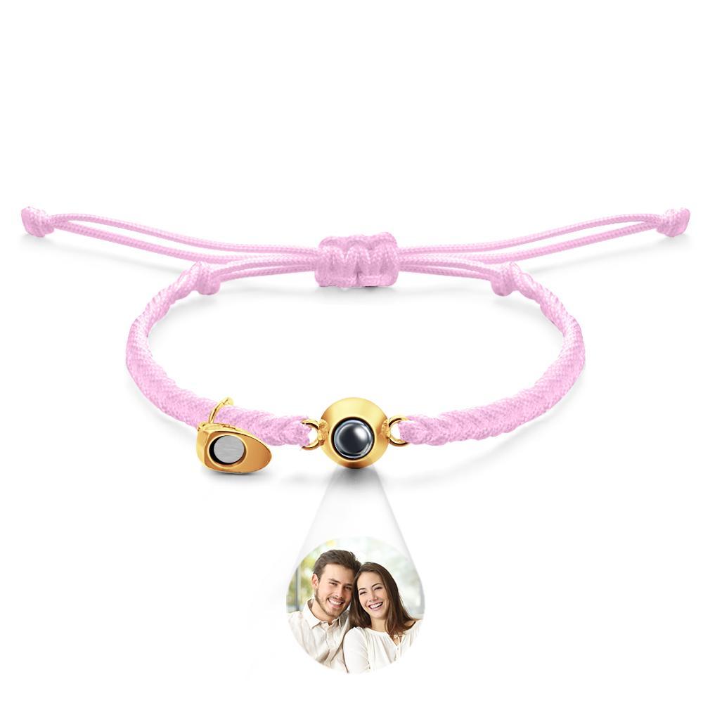 Custom Projection Bracelet Custom Letter Woven Heart Magnetic Couple Gift - yournamenecklaceau