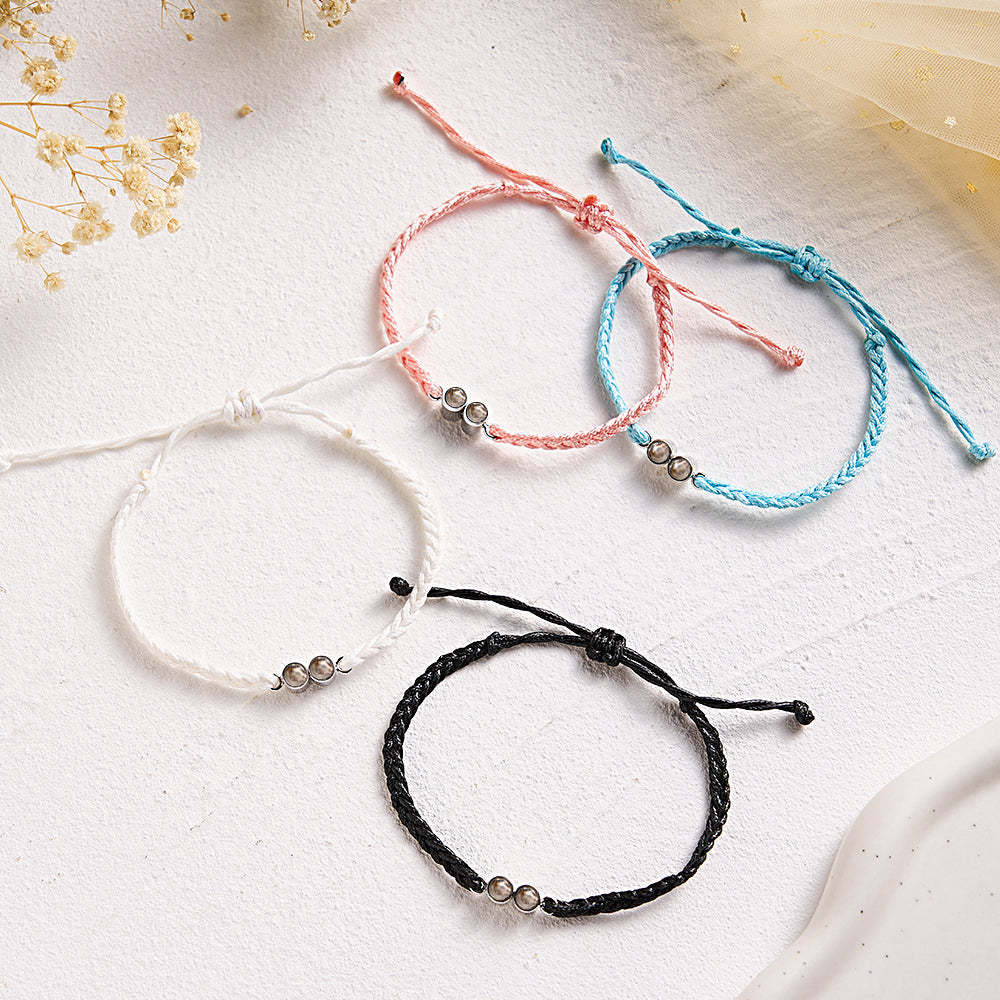 Personalized Projected Picture Bracelet Multicolor Braided Rope Customized Two Photos Bracelet Simple Gift - yournamenecklaceau