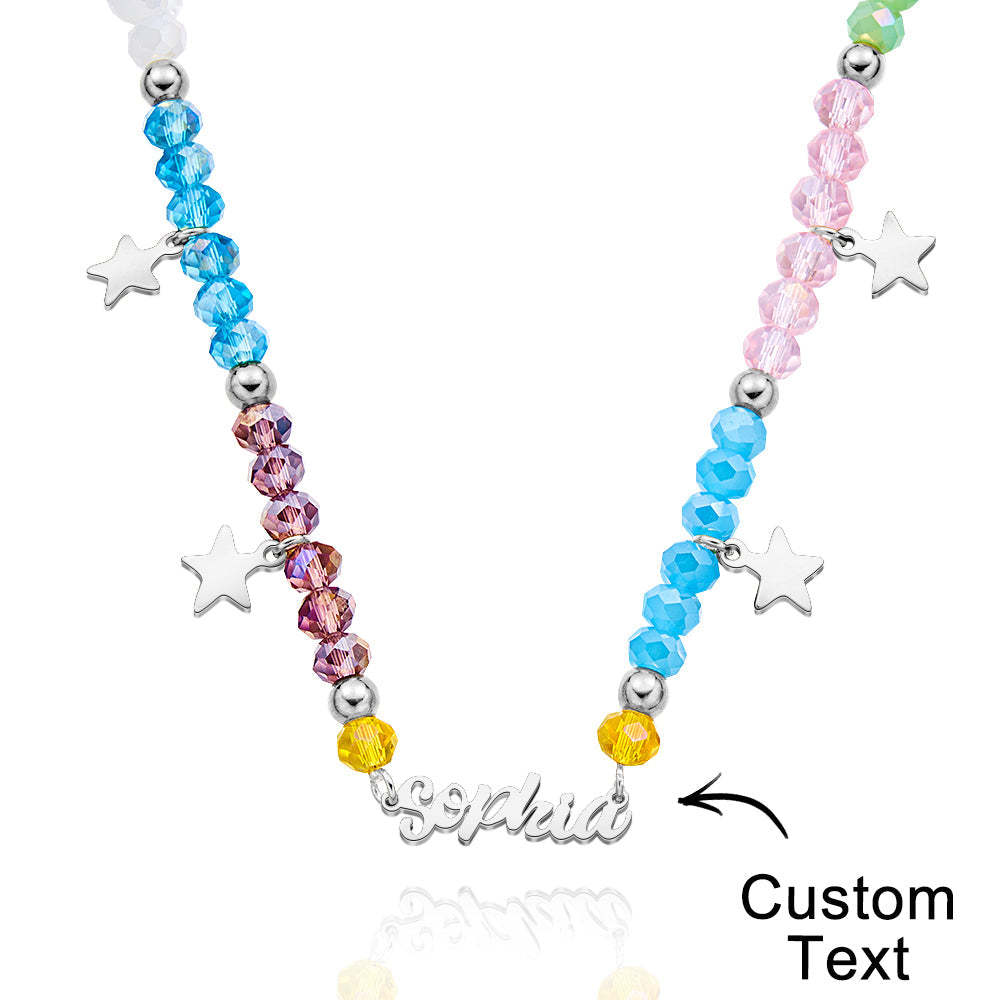 Custom Name Necklace Summer Fashion Colorful Beaded Necklace for Kids - yournamenecklaceau