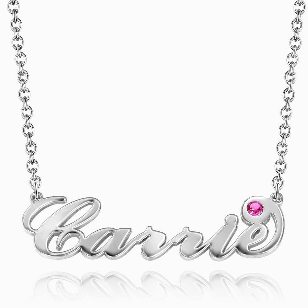 Personalized Name Necklace with Custom Birthstone, Birthday Gift - Rose Gold