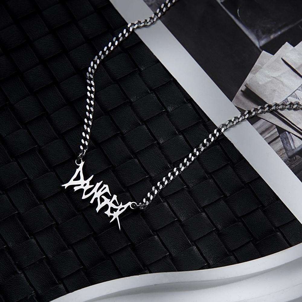 Custom Punk Name Necklace Alphabet Pendant Necklace Gothic Thorn Letter Initial Pendant Necklace - yournamenecklaceau
