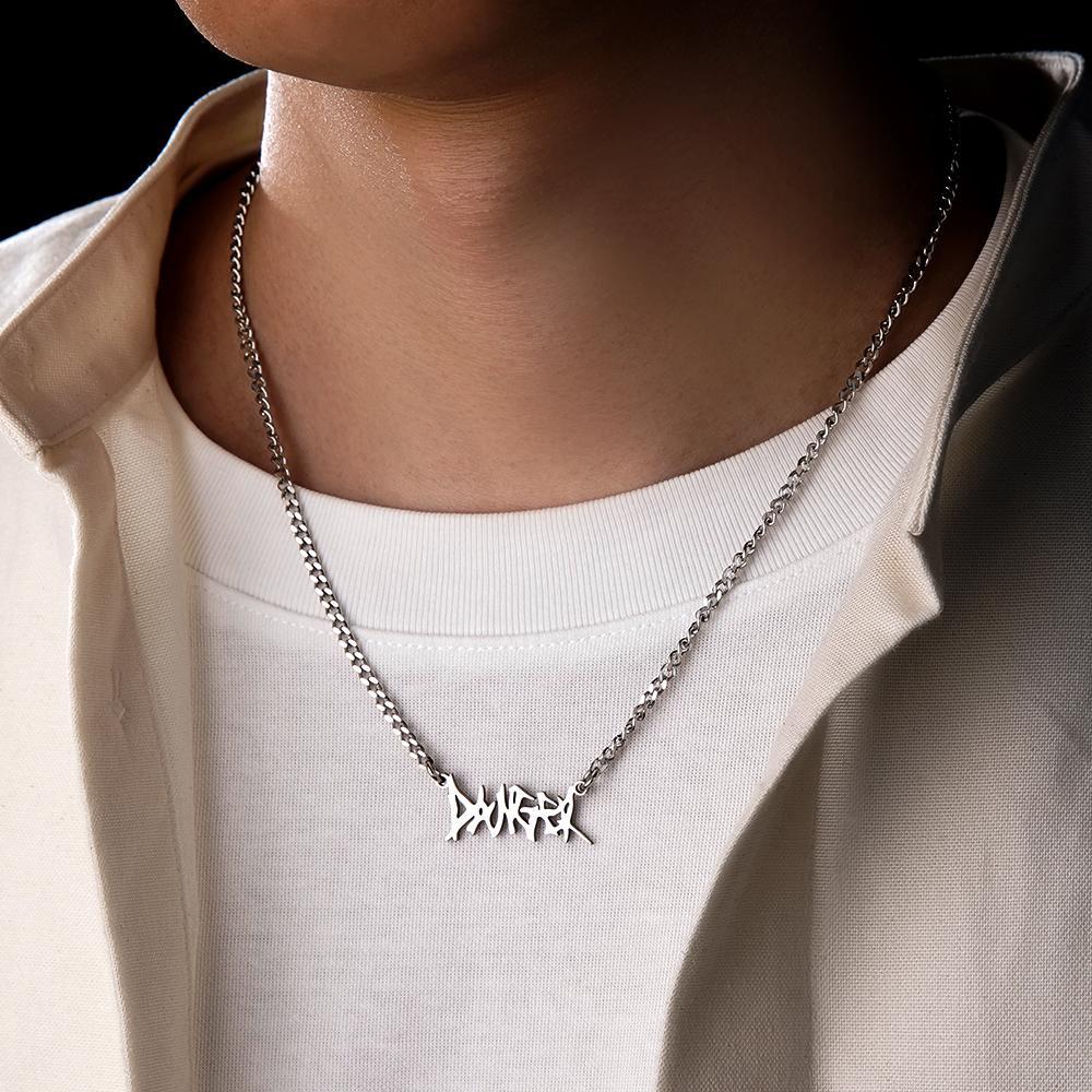 Custom Punk Name Necklace Alphabet Pendant Necklace Gothic Thorn Letter Initial Pendant Necklace - yournamenecklaceau