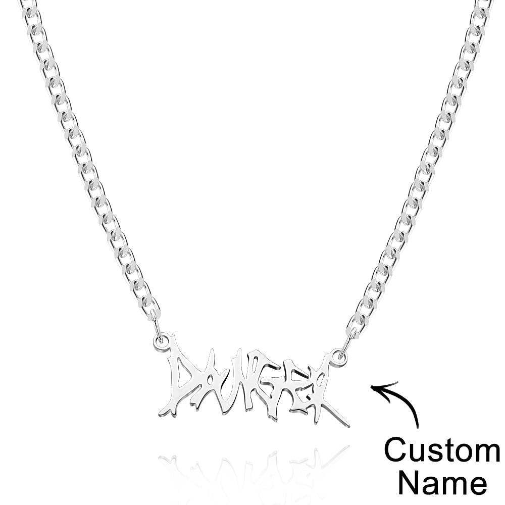 Custom Punk Name Necklace Alphabet Pendant Necklace Gothic Thorn Letter Initial Pendant Necklace - yournamenecklaceau