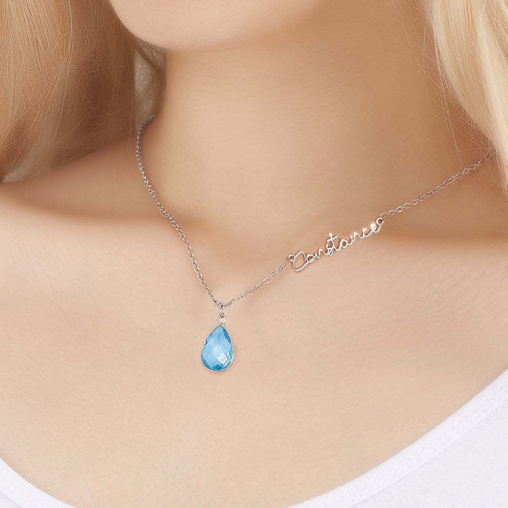 Personalized Birthstone Name Necklace Birthday Anniversary Gifts for Her - yournamenecklaceau