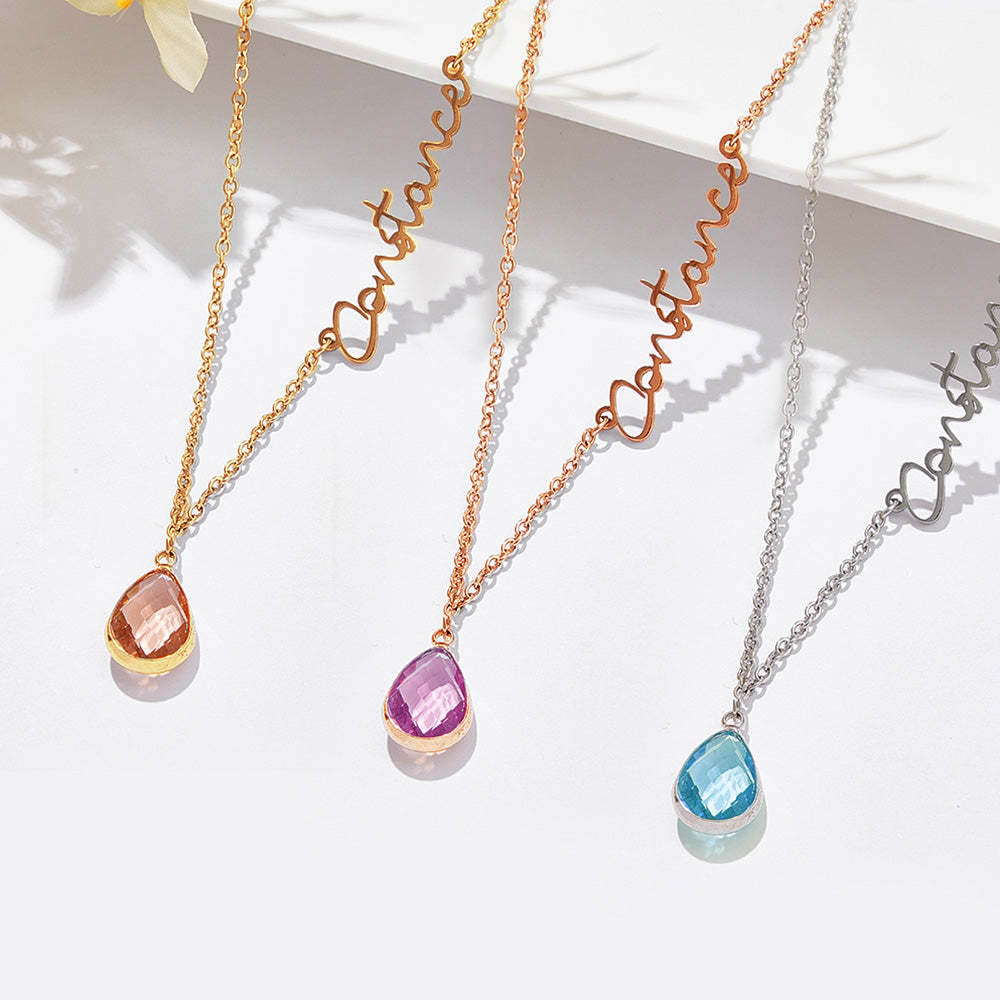 Personalized Birthstone Name Necklace Birthday Anniversary Gifts for Her - yournamenecklaceau