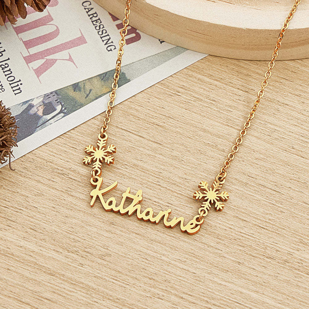 Personalized Name Snowflake Necklace Engrave Necklace Christmas Gift - yournamenecklaceau