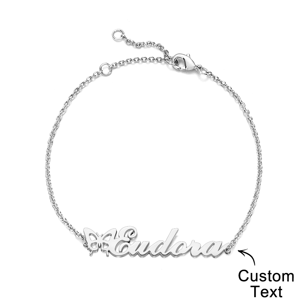 Custom Name Butterfly Bracelet Personalized Name Bracelet Gift for Her - yournamenecklaceau