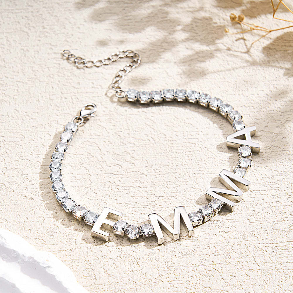 Custom Name Letter Tennis Chain Bracelet Hiphop Jewelry For Gift - yournamenecklaceau