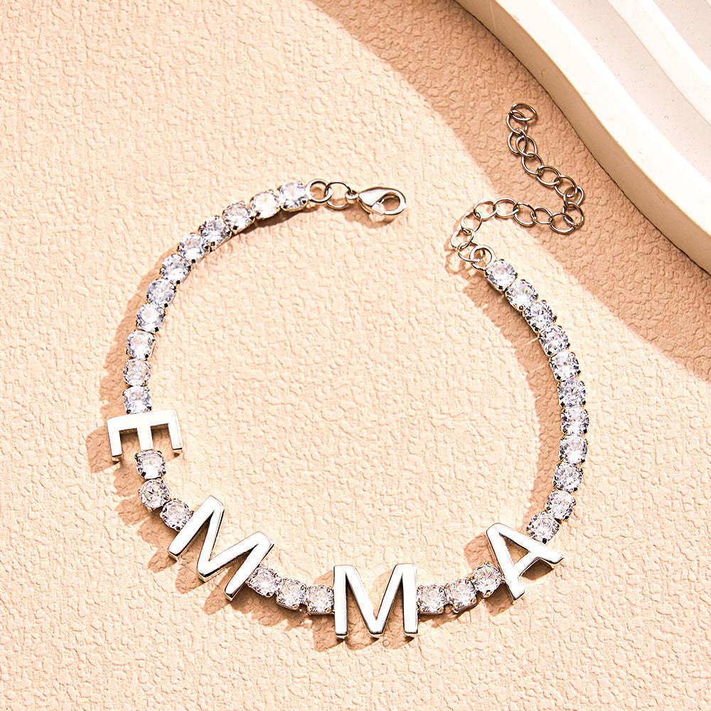 Custom Name Letter Tennis Chain Bracelet Hiphop Jewelry For Gift - yournamenecklaceau