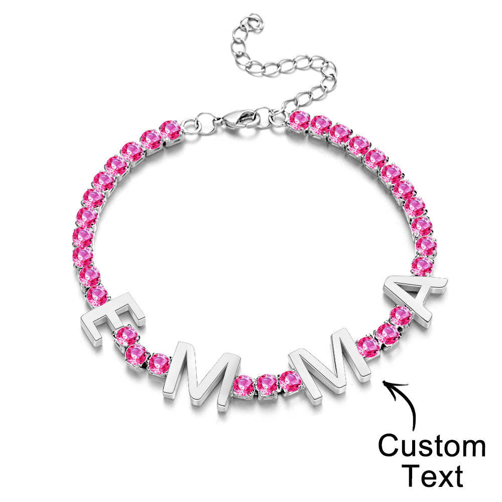Custom Name Letter Tennis Chain Bracelet Hiphop Jewelry For Gift - yournamenecklaceau