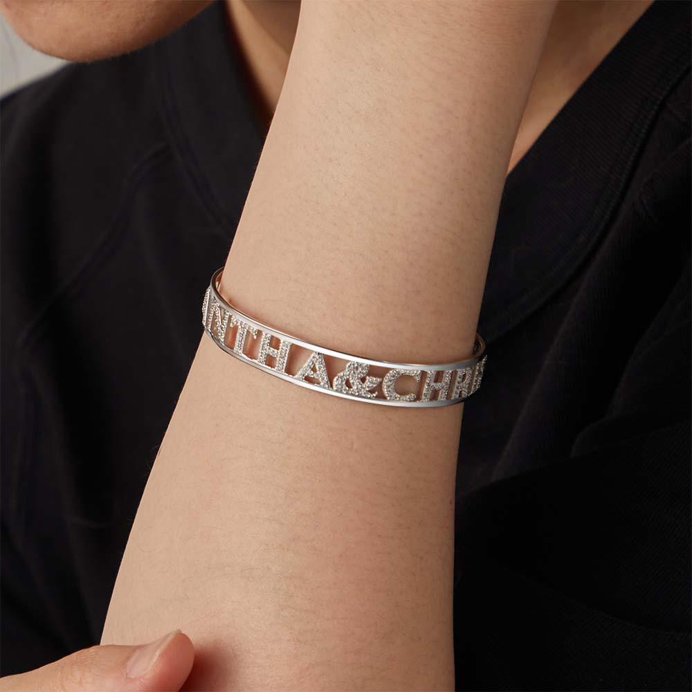 Crystal Name Bangle Personalized Rhinestone Zircon Bangle Perfect Gift for Your Girl - yournamenecklaceau