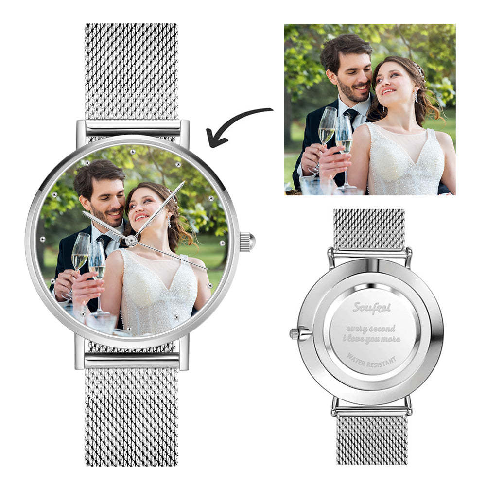 Photo Watch - Personalized Women's Engraved Watch Bracelet Wedding Gift For Her - yournamenecklaceau