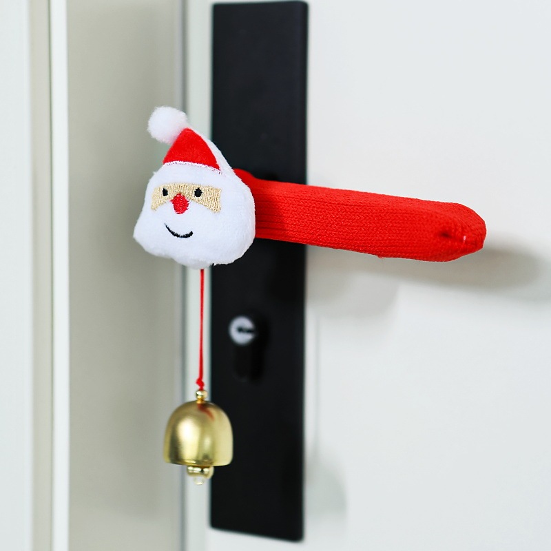Four-piece Set Festive Christmas Door Handle Covers Decorative Knitted Handle Protectors Santa, Reindeer & Tree Decorations - NameNecklaceAU