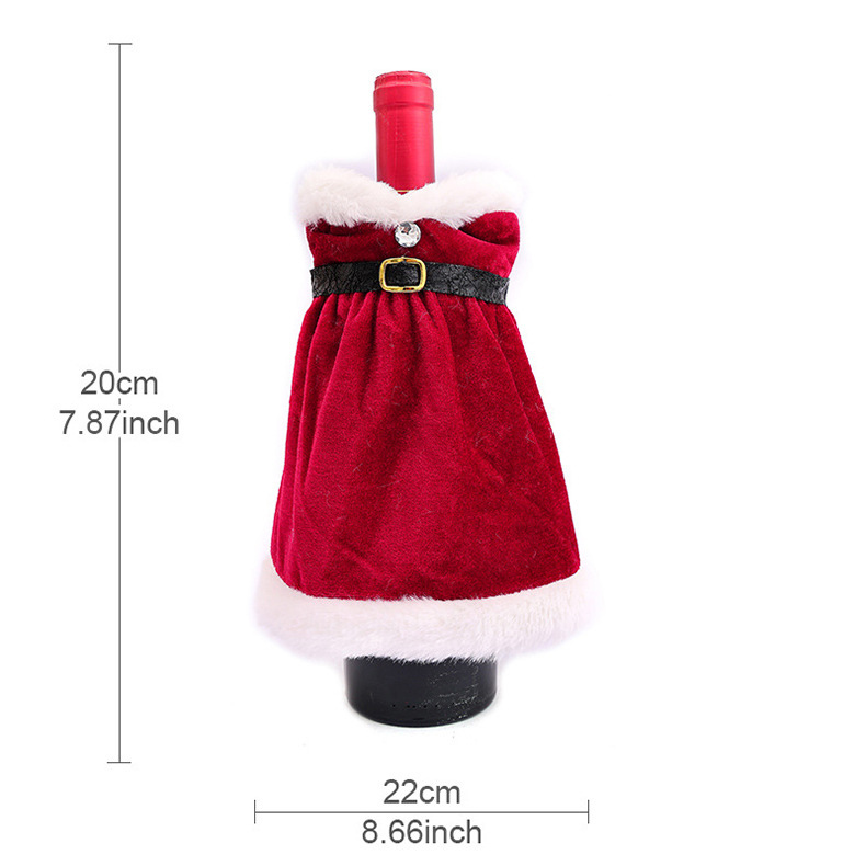 Luxury Velvet Santa Wine Bottle Covers Festive Christmas Wine Bottle Dress-Up Set Plush Santa Wine & Champagne Bottle Covers - NameNecklaceAU