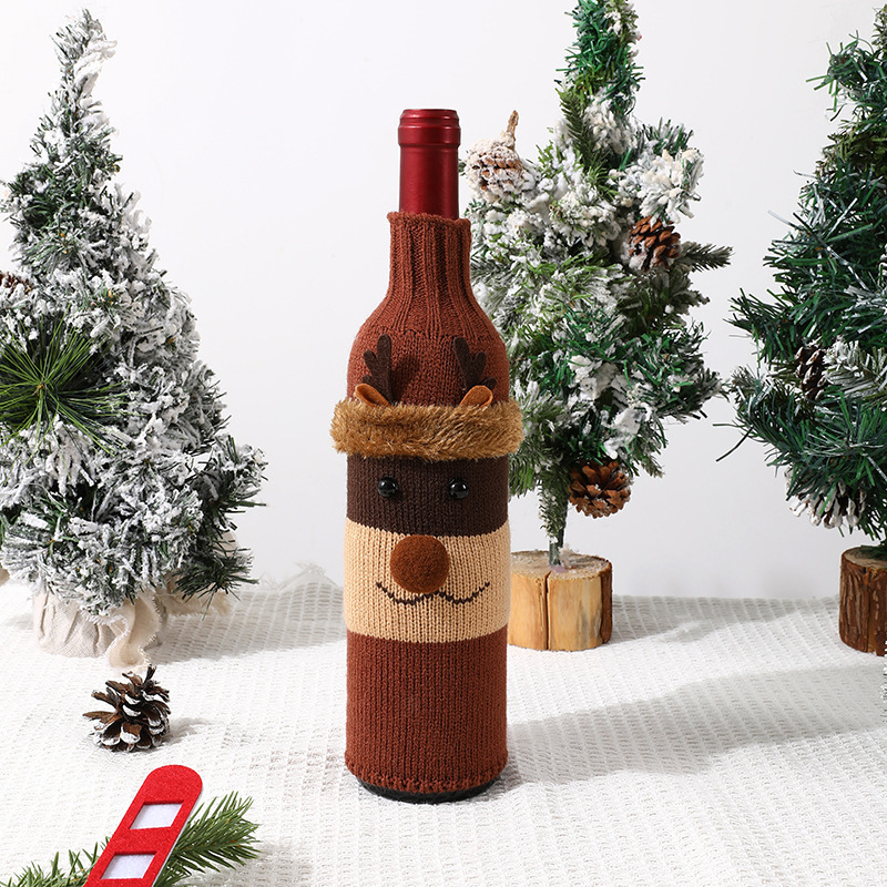Knitted Christmas Wine Bottle Covers Set of 3 Christmas Character Decor Santa, Snowman & Reindeer Decor Reusable Xmas Table Decor Gift - NameNecklaceAU