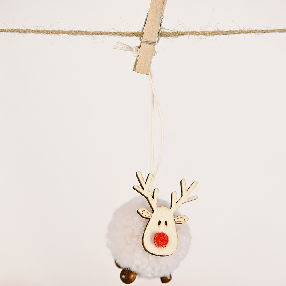 Cute Reindeer Pom-Pom Ornaments Set Adorable Wool Felt Reindeer Hanging Decoration Set of 4 Fluffy Reindeer Christmas Tree Ornaments - NameNecklaceAU