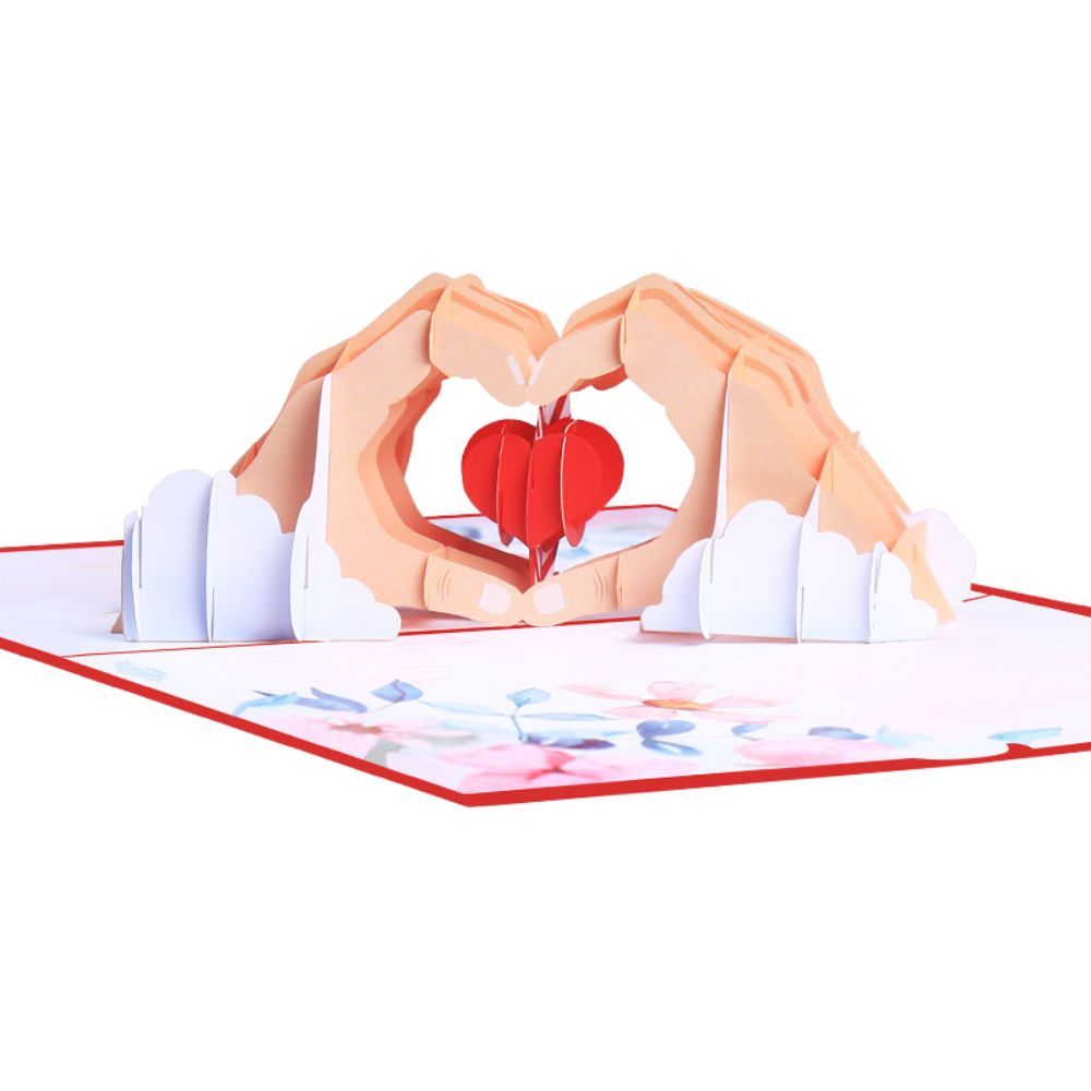 3D Creative Valentine's Day Pop Up Card Love In Hand Palm Pop Up Greeting Card - yournamenecklaceau