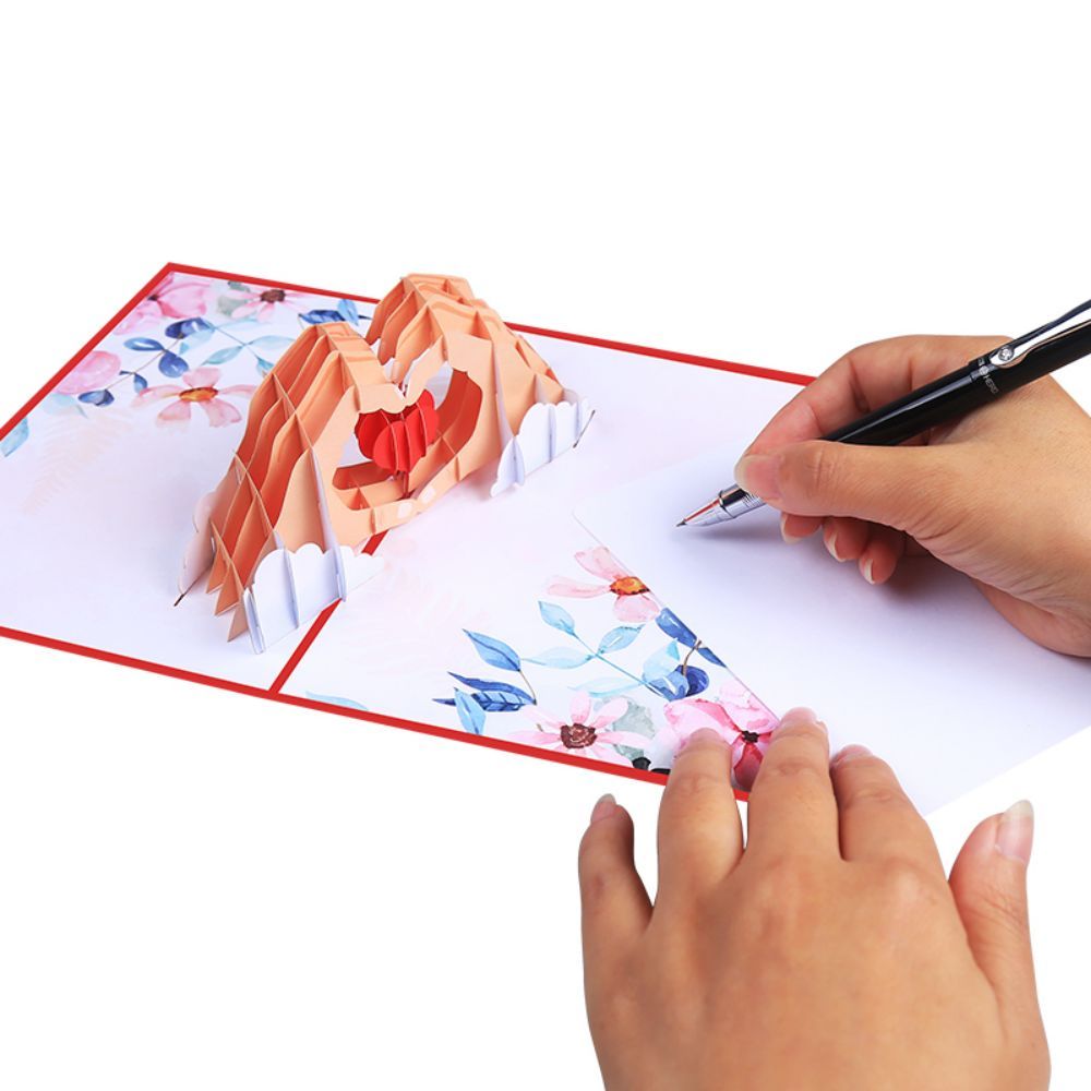 3D Creative Valentine's Day Pop Up Card Love In Hand Palm Pop Up Greeting Card - yournamenecklaceau