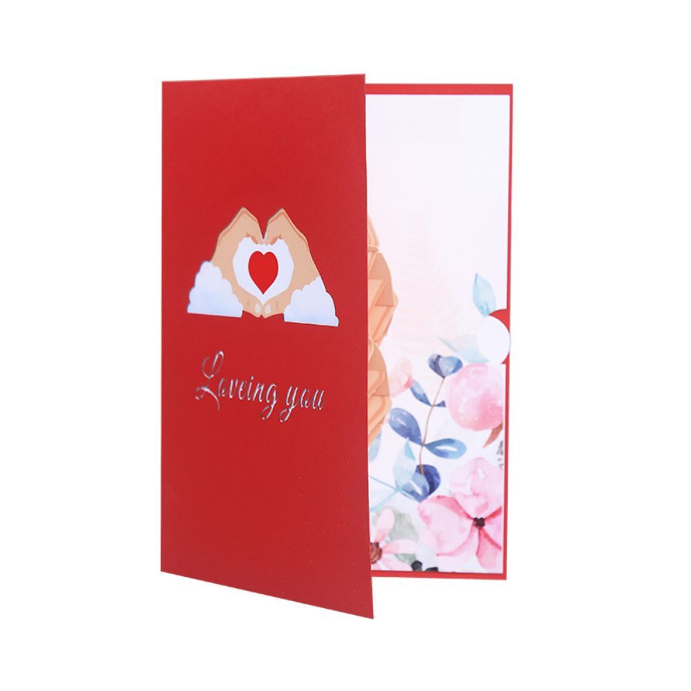 3D Creative Valentine's Day Pop Up Card Love In Hand Palm Pop Up Greeting Card - yournamenecklaceau
