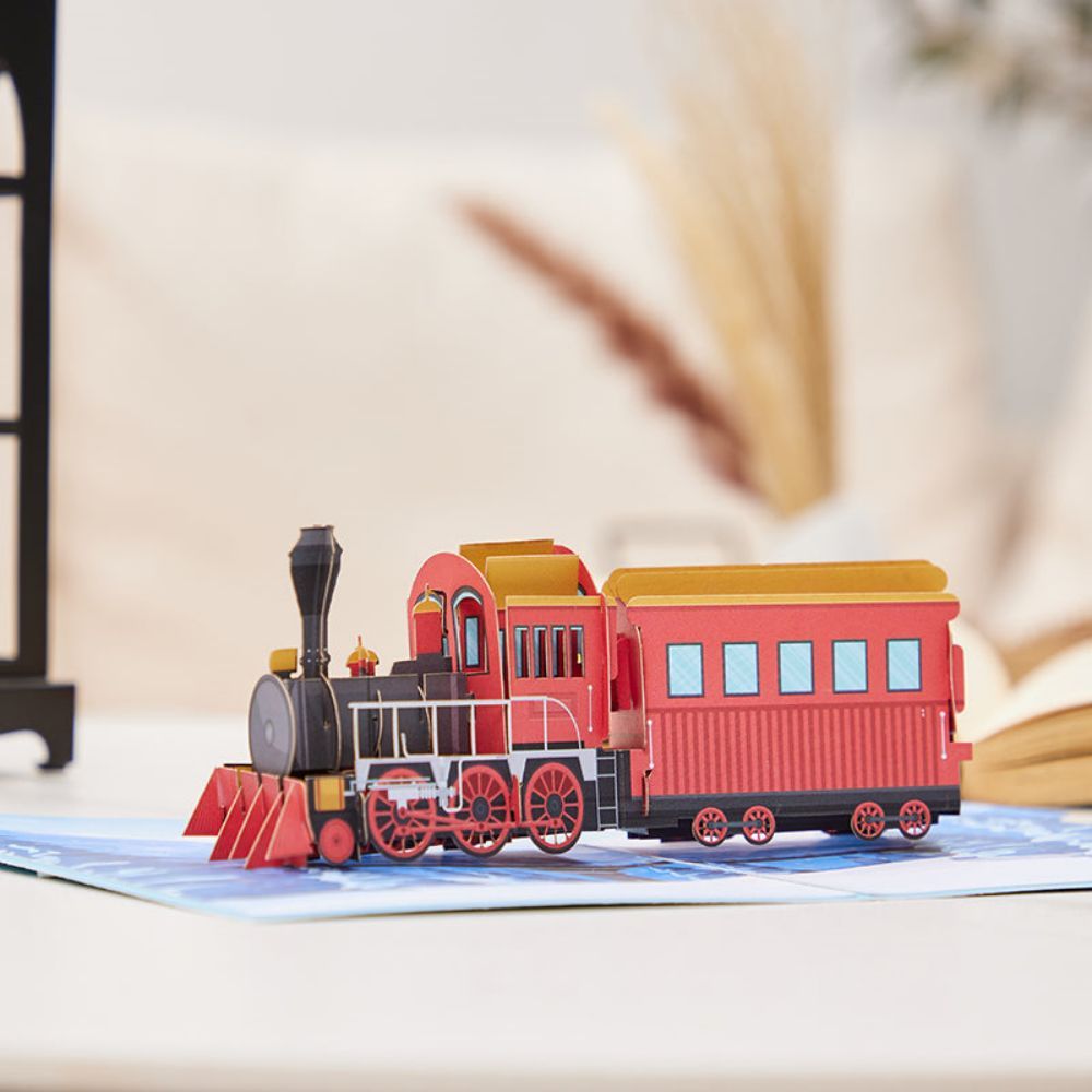 Steam Train 3D Pop Up Greeting Card - yournamenecklaceau