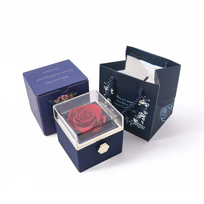 Creative Jewelry Box Rotating Valentine's Day Preserved Flower Gift Box - yournamenecklaceau