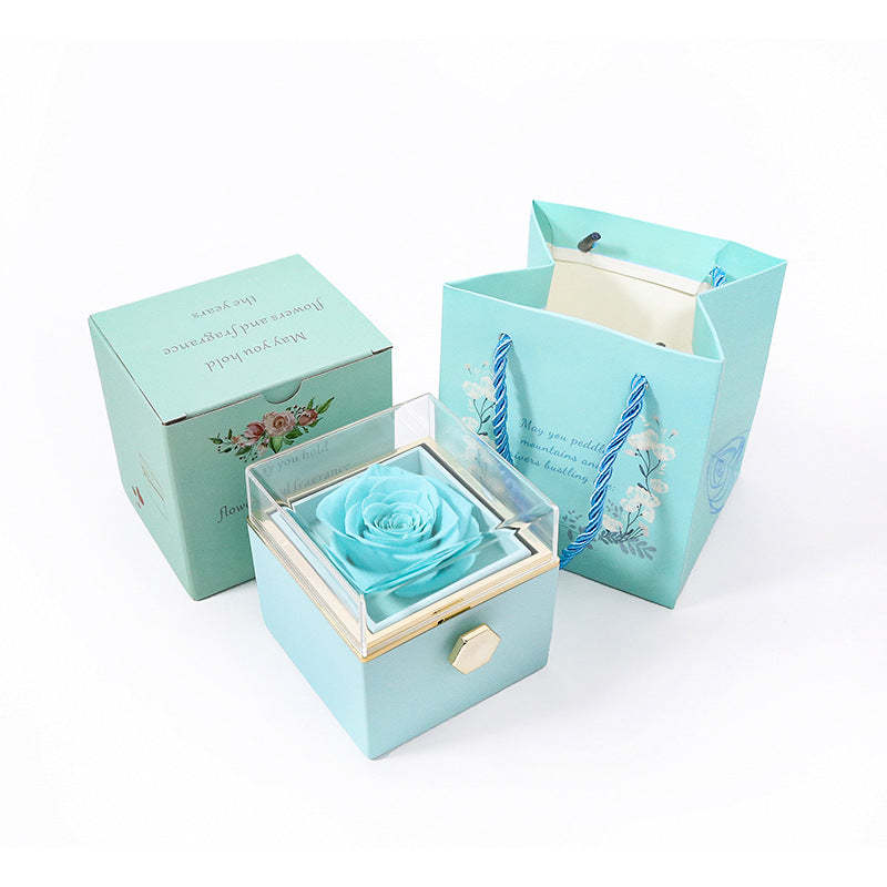 Creative Jewelry Box Rotating Valentine's Day Preserved Flower Gift Box - yournamenecklaceau
