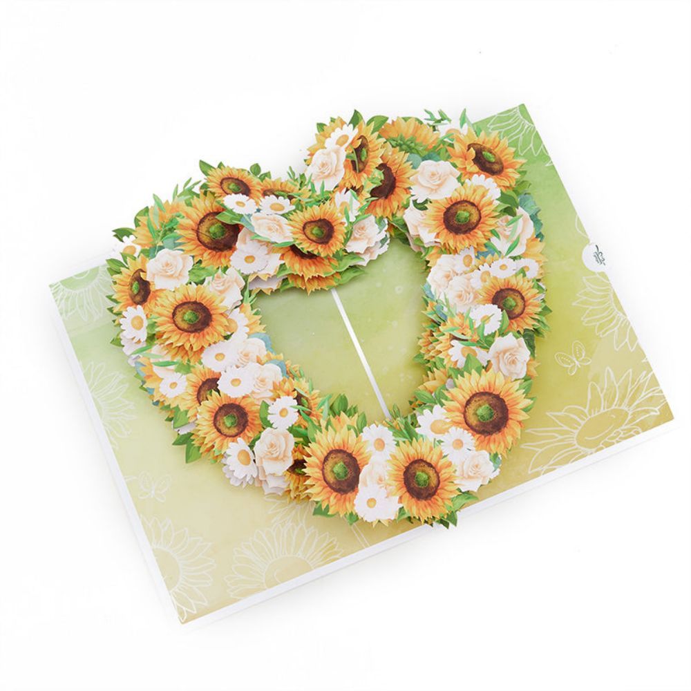 Sunflower Heart 3D Pop Up Greeting Card - yournamenecklaceau