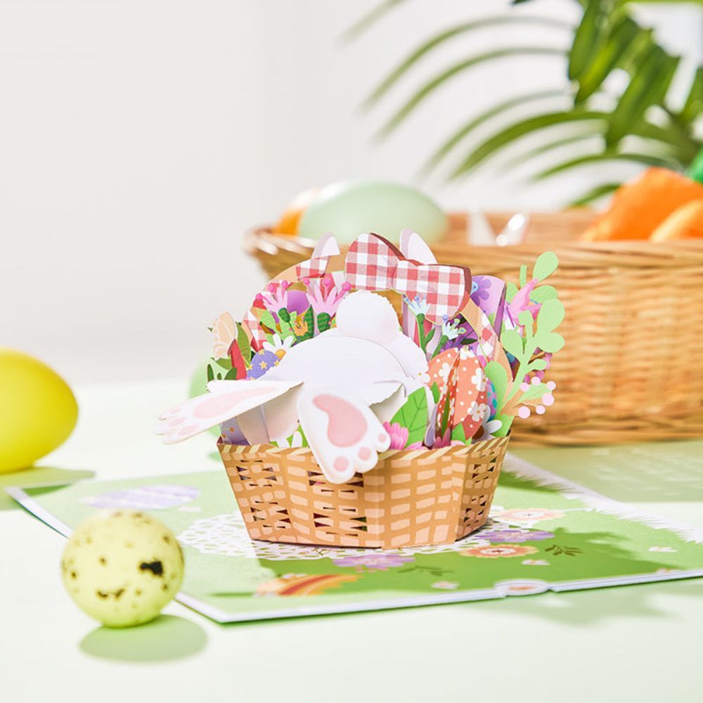 Easter Bunny Basket 3D Pop Up Greeting Card - yournamenecklaceau