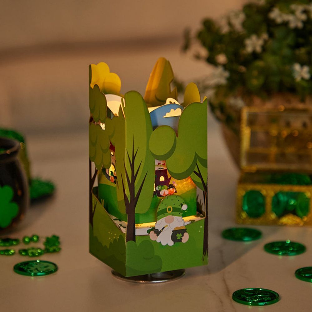 St. Patrick's Day Green Dwarfs 3D Paper Music Box - yournamenecklaceau
