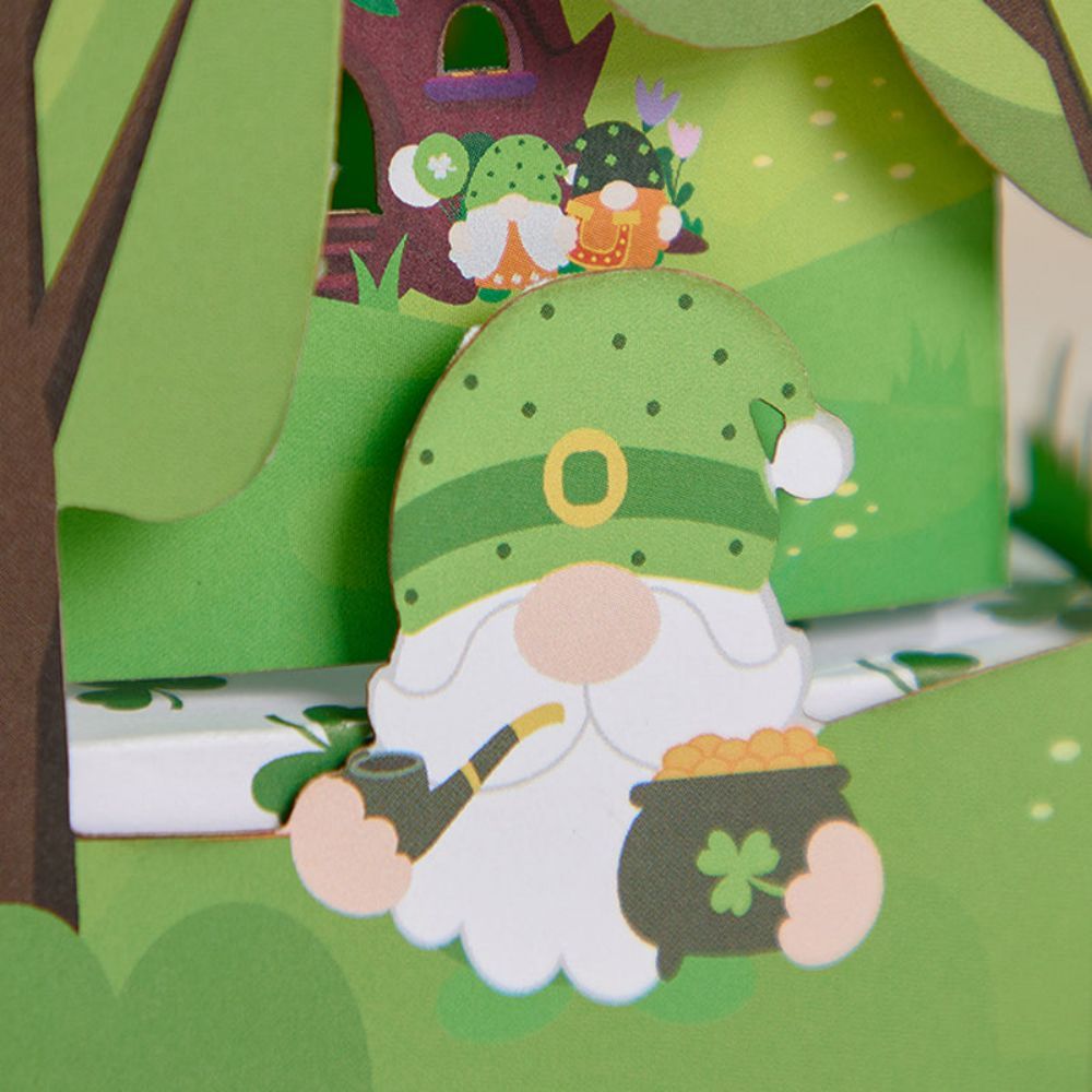 St. Patrick's Day Green Dwarfs 3D Paper Music Box - yournamenecklaceau