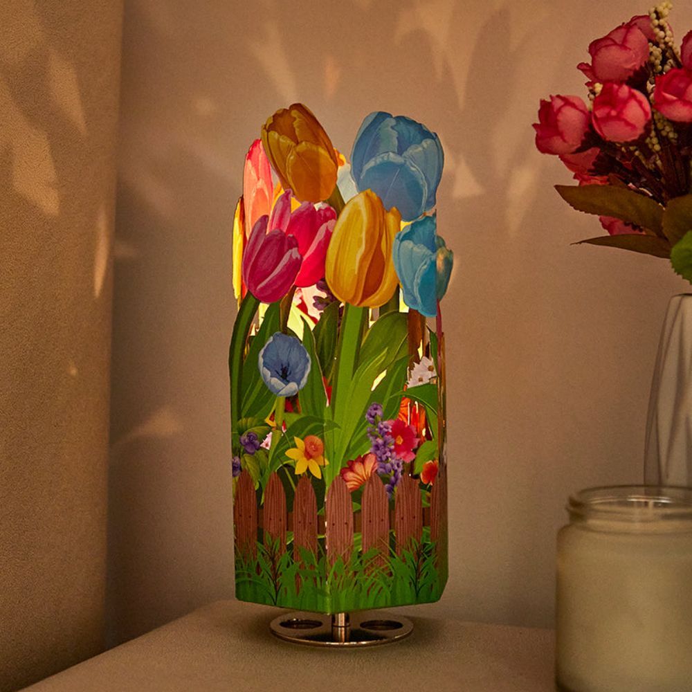 Spring Flowers Tulip 3D Paper Music Box - yournamenecklaceau