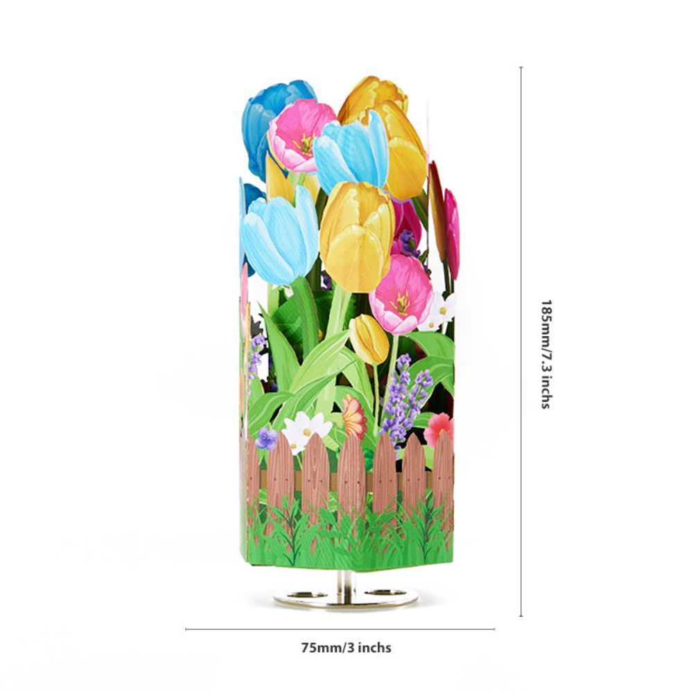 Spring Flowers Tulip 3D Paper Music Box - yournamenecklaceau