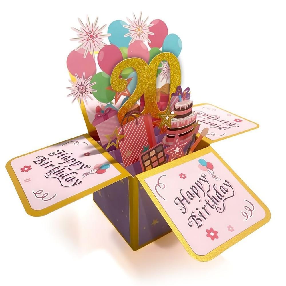 Birthday Pop Up Box Card 20th Birthday 3D Pop Up Greeting Card - yournamenecklaceau