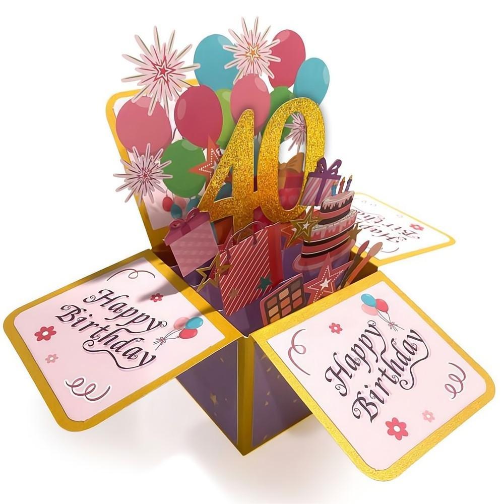 Birthday Pop Up Box Card 40th Birthday 3D Pop Up Greeting Card - yournamenecklaceau