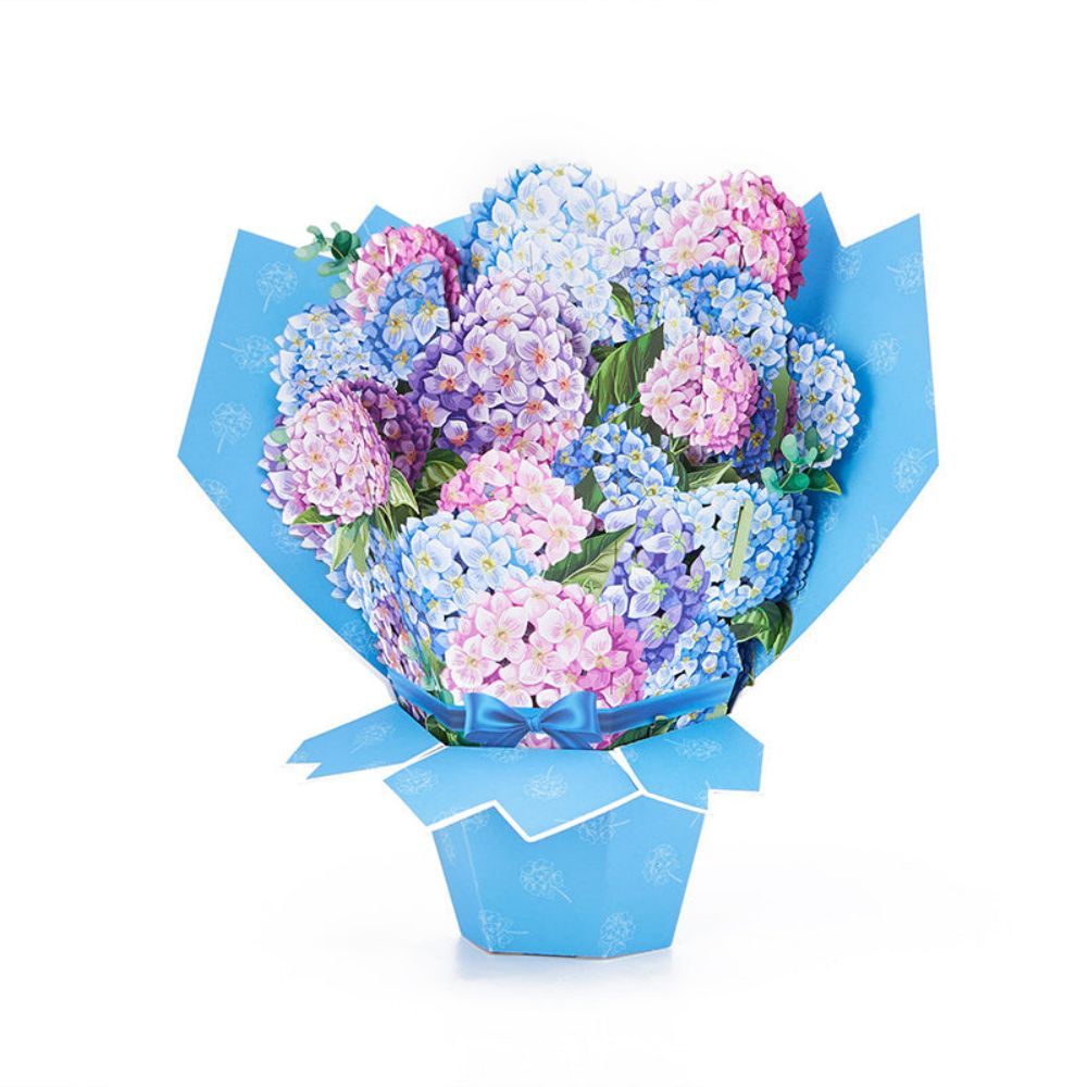 Nantucket Hydrangeas Flower Bouquet Pop Up Card Flower 3D Pop Up Greeting Card - yournamenecklaceau