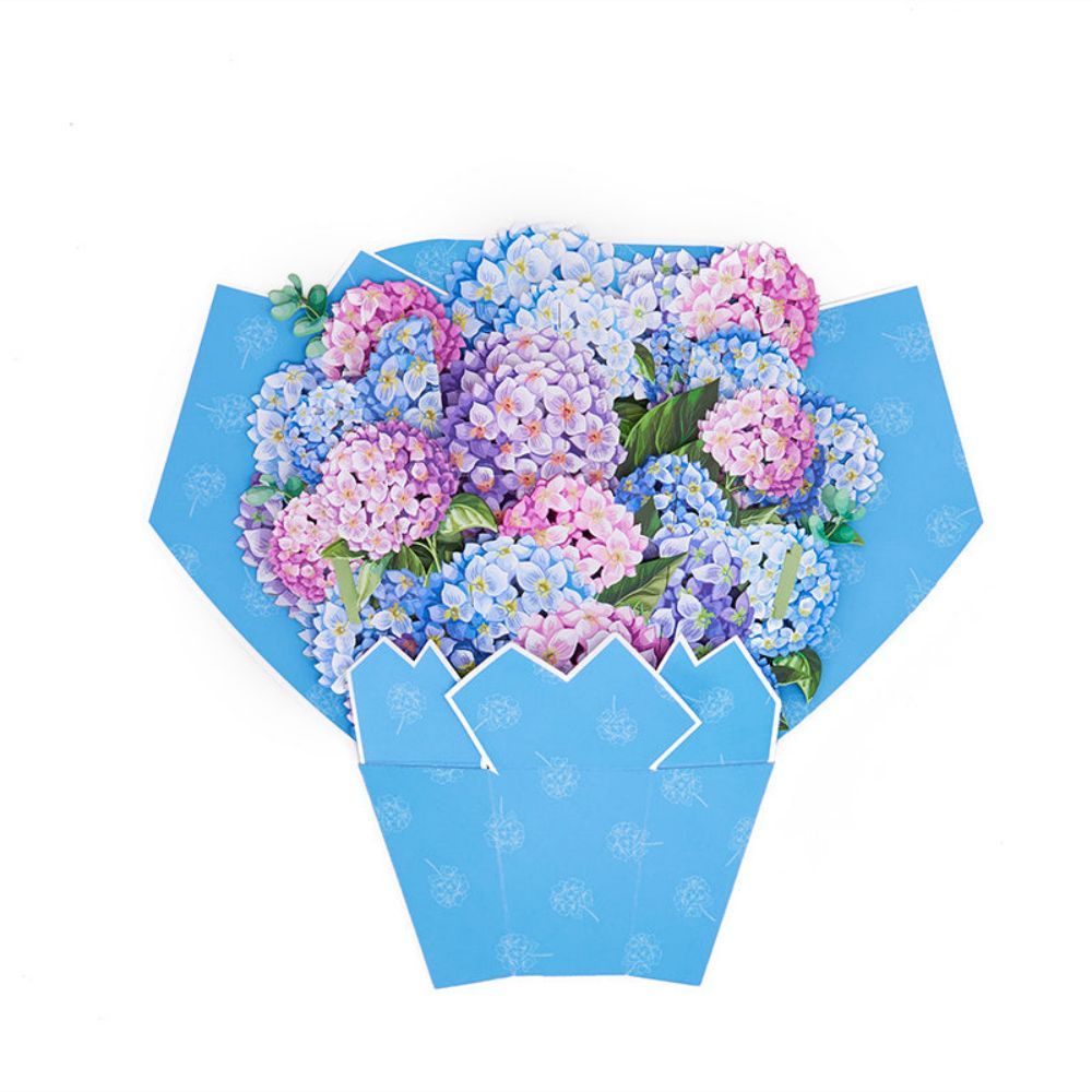 Nantucket Hydrangeas Flower Bouquet Pop Up Card Flower 3D Pop Up Greeting Card - yournamenecklaceau