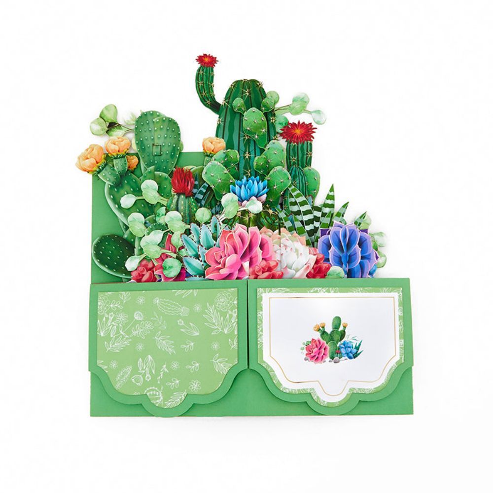 Cactus Pop Up Box Card Flower 3D Pop Up Greeting Card - yournamenecklaceau