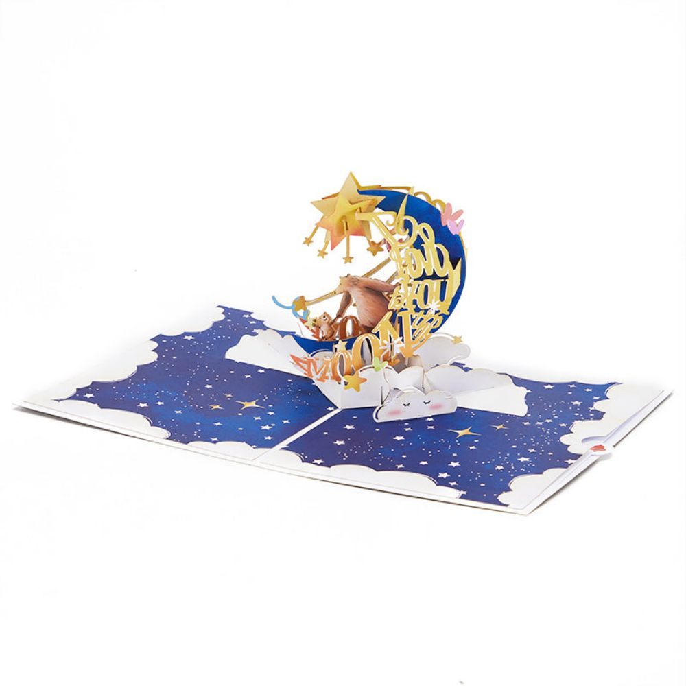 Love You To The Moon and Back 3D Pop Up Greeting Card for Mom - yournamenecklaceau