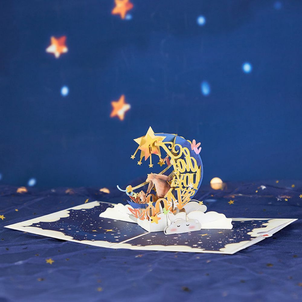 Love You To The Moon and Back 3D Pop Up Greeting Card for Mom - yournamenecklaceau