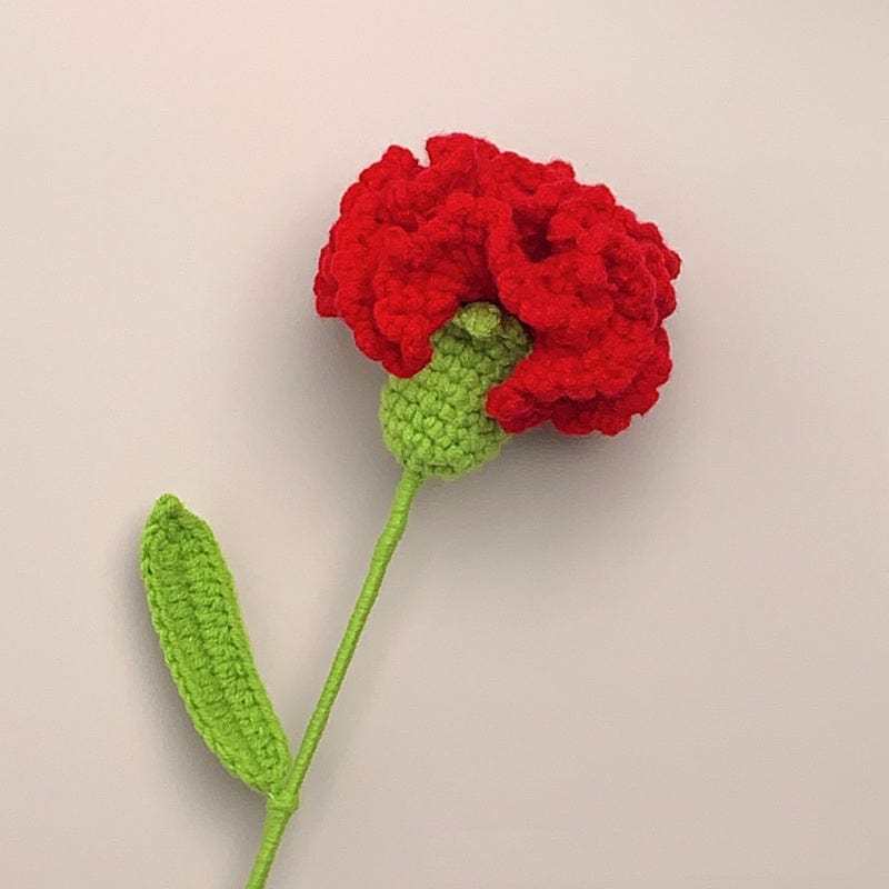 Carnation Crochet Flower Handmade Knitted Flower Gift for Lover - yournamenecklaceau