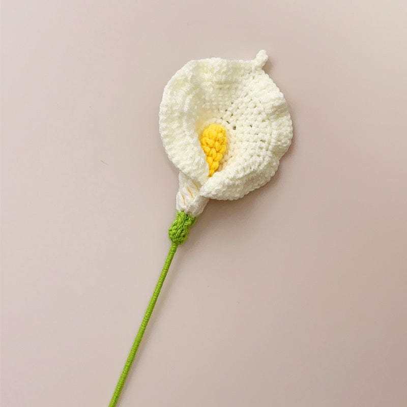 Calla Lily Crochet Flower Handmade Knitted Flower Gift for Lover - yournamenecklaceau