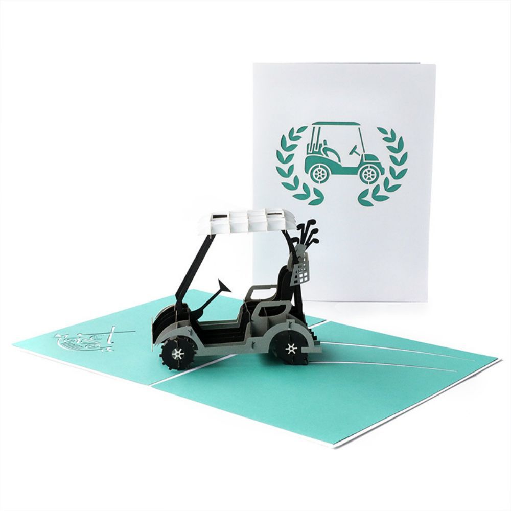 Father's Day 3D Pop Up Card Golf Cart Greeting Card for Dad - yournamenecklaceau