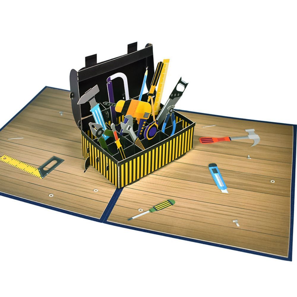 Father's Day 3D Pop Up Card Toolbox Greeting Card for Dad - yournamenecklaceau