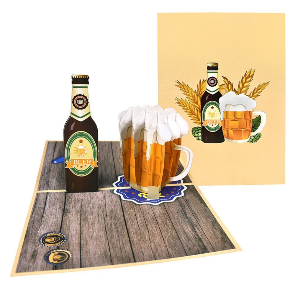 Father's Day 3D Pop Up Card Beer Greeting Card for Dad - yournamenecklaceau